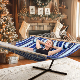 SUNCREAT-Double-Hammock-with-Stand-Blue-Stripes#color_blue-stripes