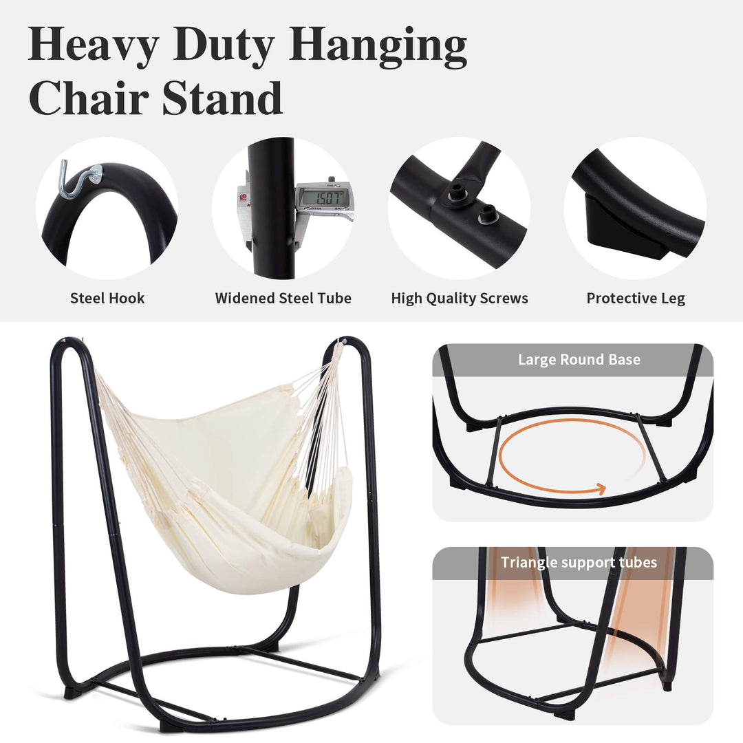 suncreat hanging swing chair with stand#color_beige