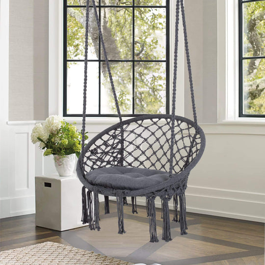 Macrame Cotton Rope Hammock Chair Swing#color_gray-pack-of-2