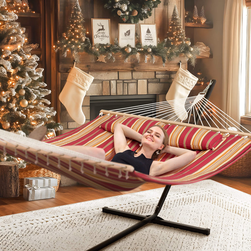 SUNCREAT-Double-Hammock-with-Stand-Red-Stripes#color_red-stripes