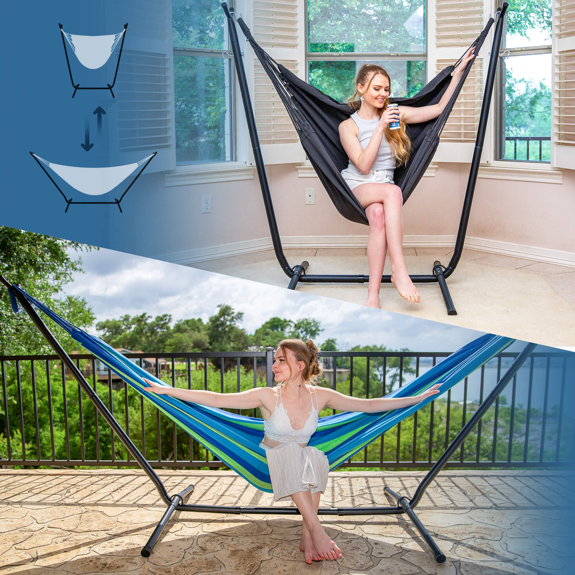 SUNCREAT-2-in-1 Heavy-Duty-2-Person-Hammock-with-Stand-Blue-Stripe#color_blue-stripe