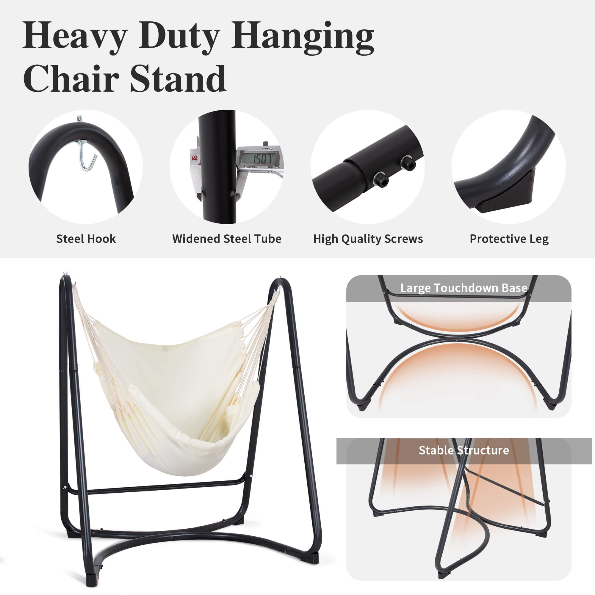 hammock chair with stand#color_white