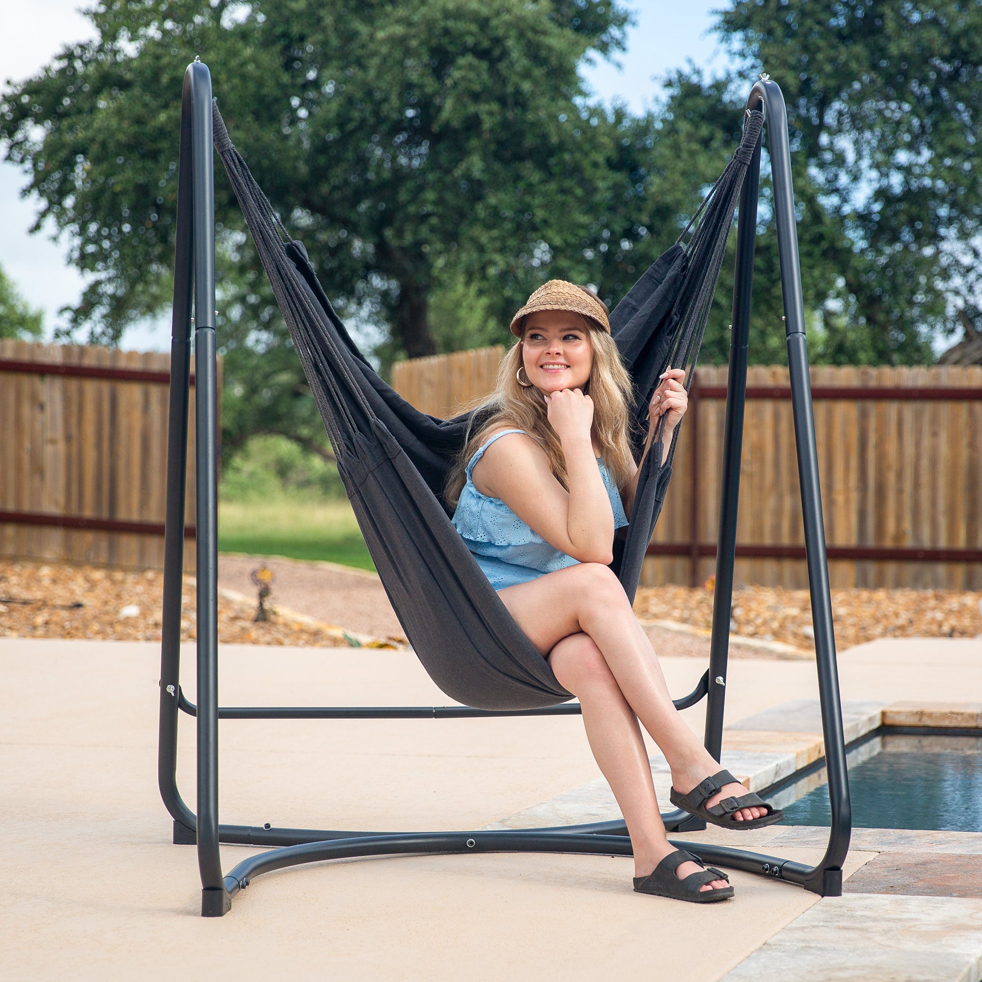 hammock chair with stand#color_gray