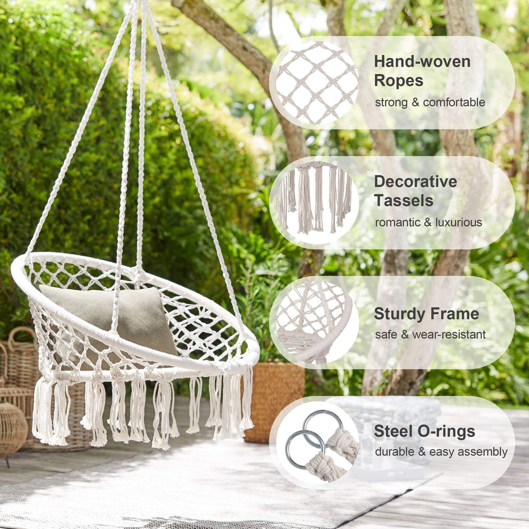 Macrame Cotton Rope Hammock Chair Swing#color_beige-pack-of-2