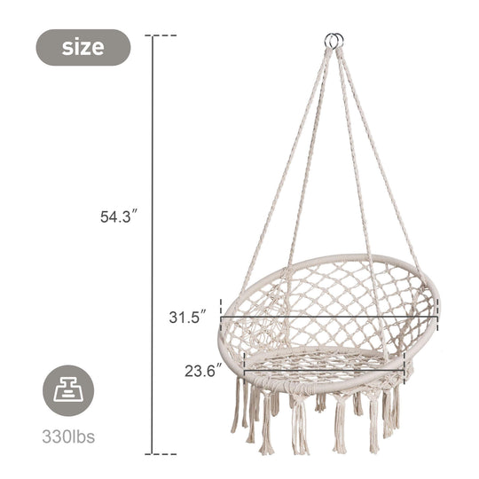 Macrame Cotton Rope Hammock Chair Swing#color_beige-pack-of-2