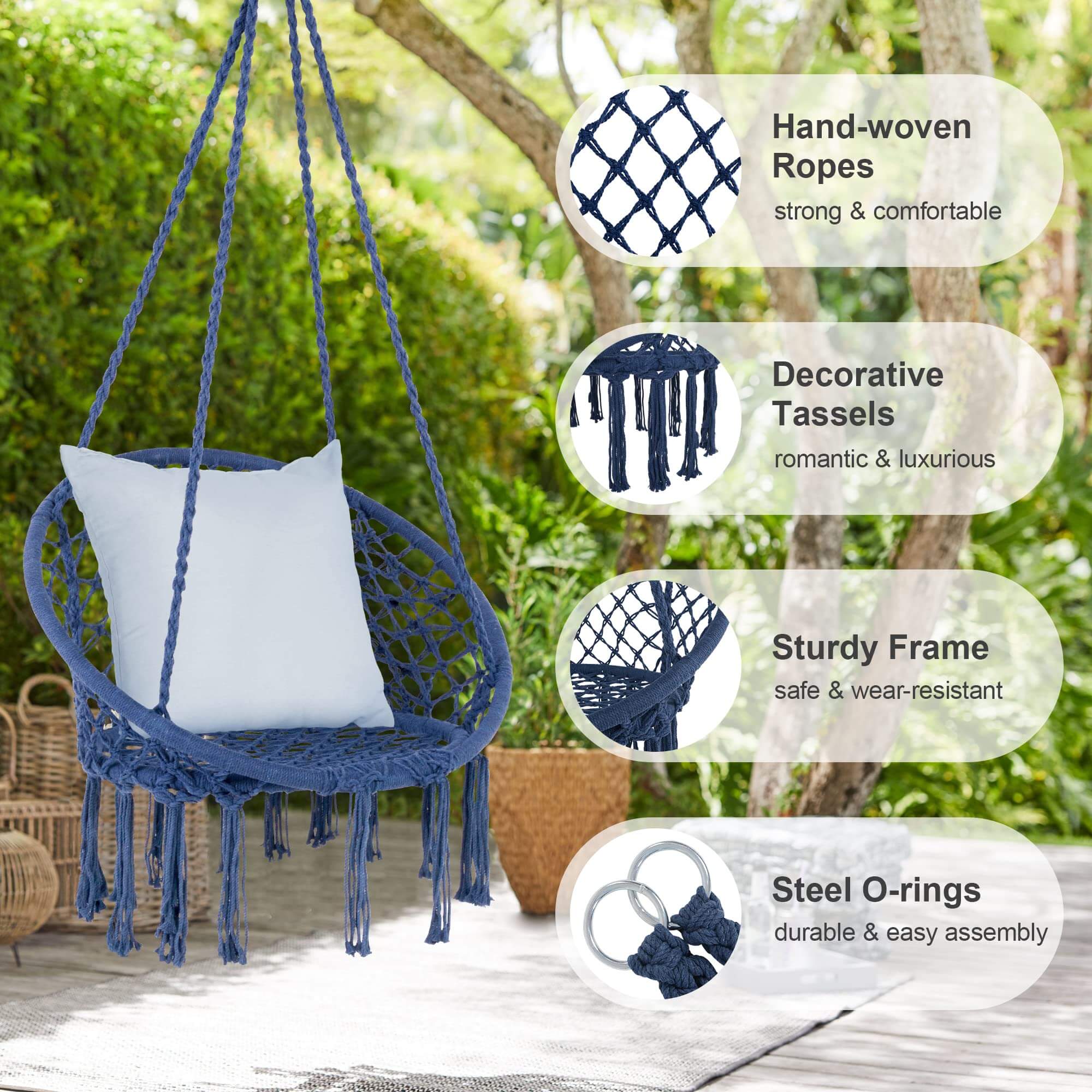 Macrame Cotton Rope Hammock Chair Swing#color_blue-pack-of-2