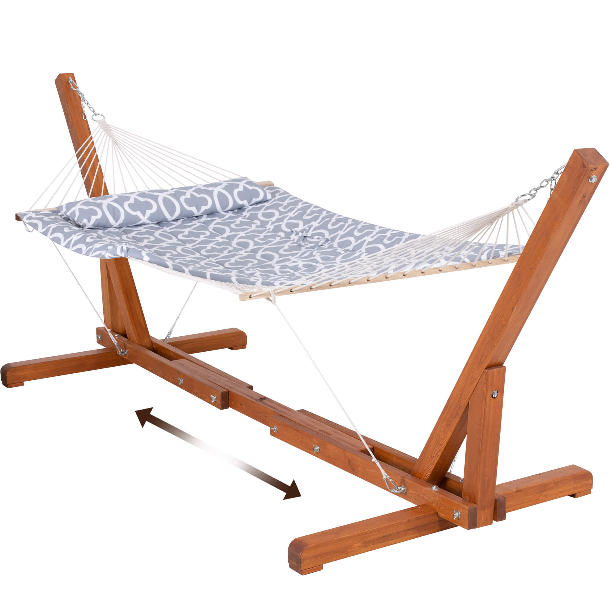hammock with wood stand#color_gray-pattern
