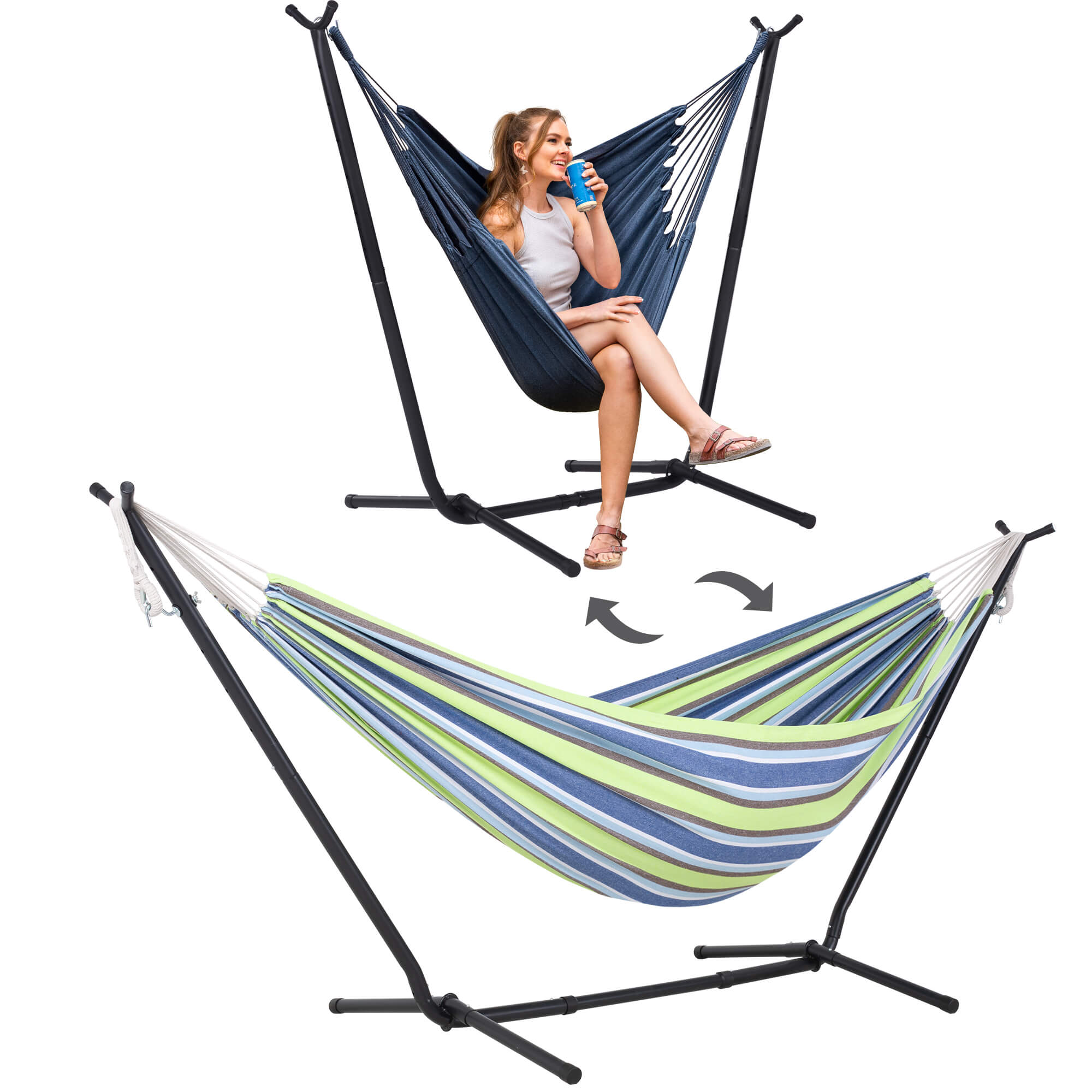 SUNCREAT-2-in-1 Heavy-Duty-2-Person-Hammock-with-Stand#color_light-green-blue