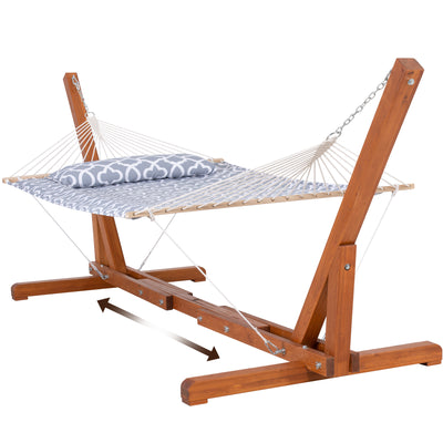hammock with wood stand#color_gray pattern