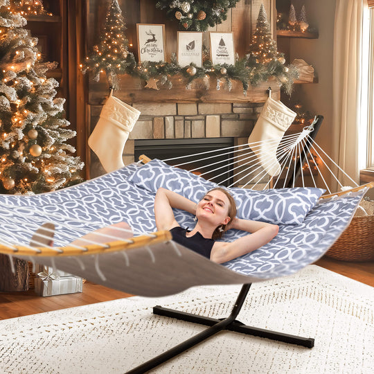 SUNCREAT-Double-Quilted-Hammock-with-Stand-Gray-Pattern#color_gray-pattern