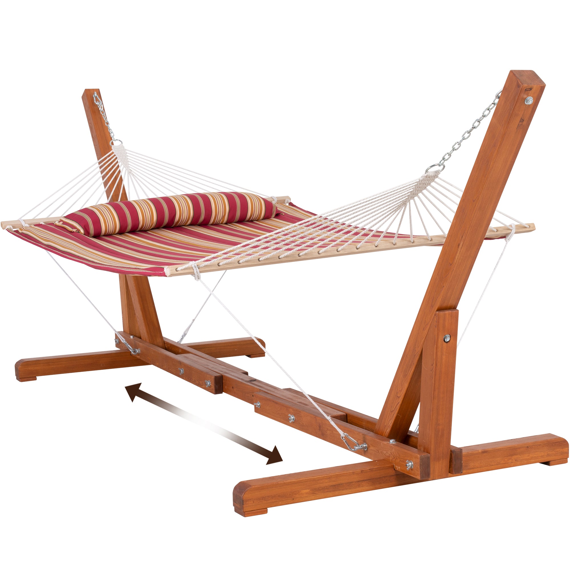 hammock with wood stand#color_red-stripes