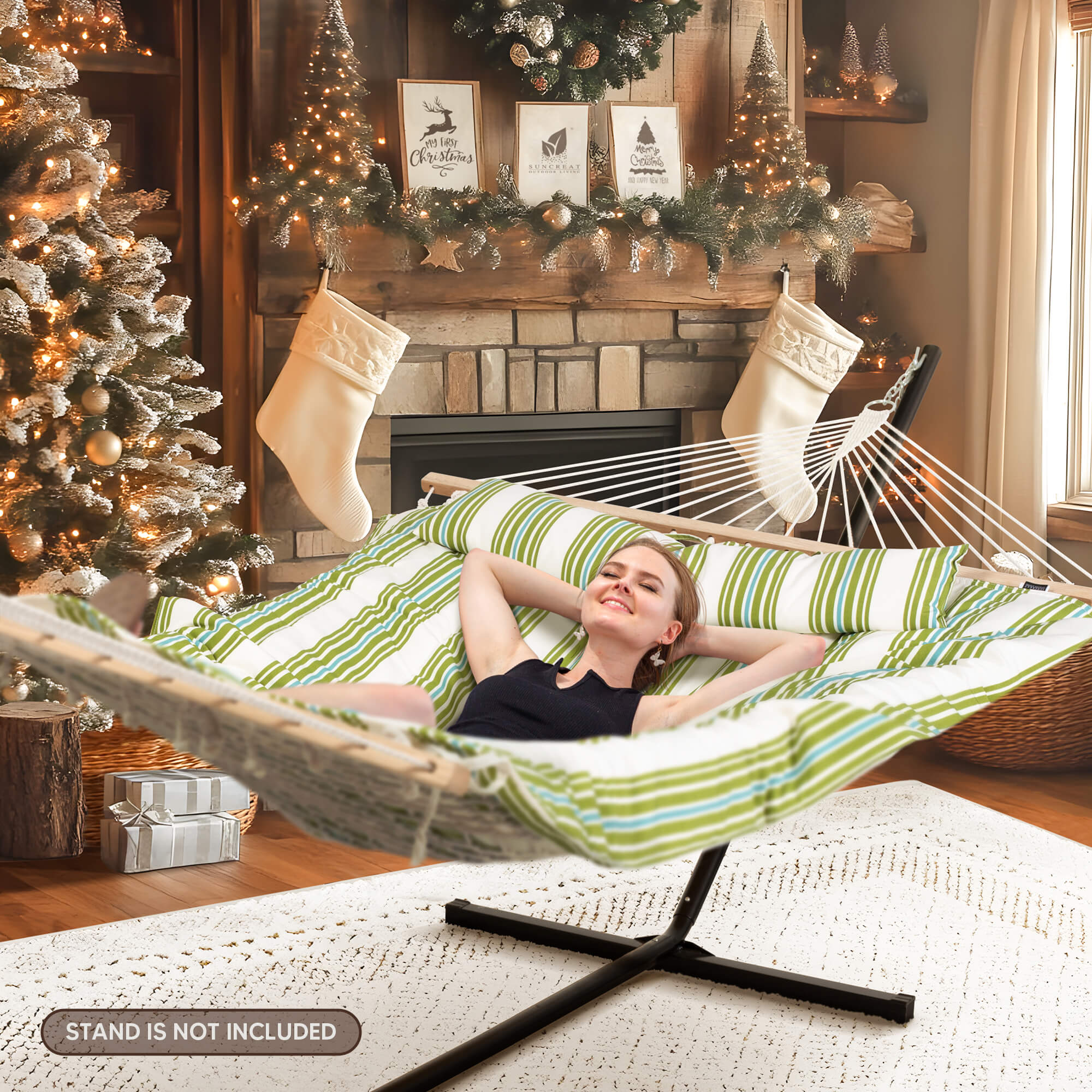 SUNCREAT-2-Layer-Cotton-Rope-Hammock-Green-Beige#color_green-beige