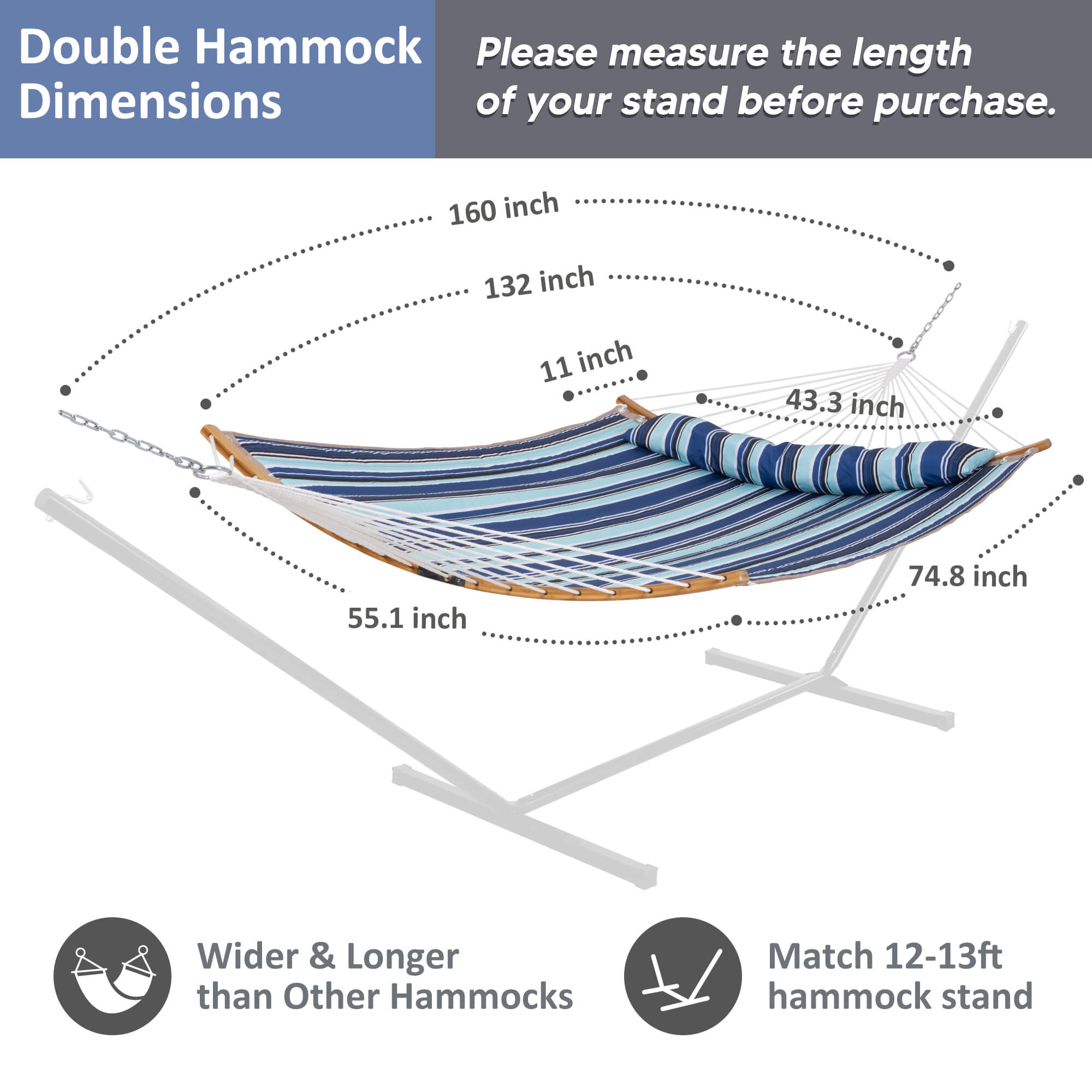 SUNCREAT-Double-Hammock-with-Curved-Bar-Blue-Stripes#color_blue-stripes