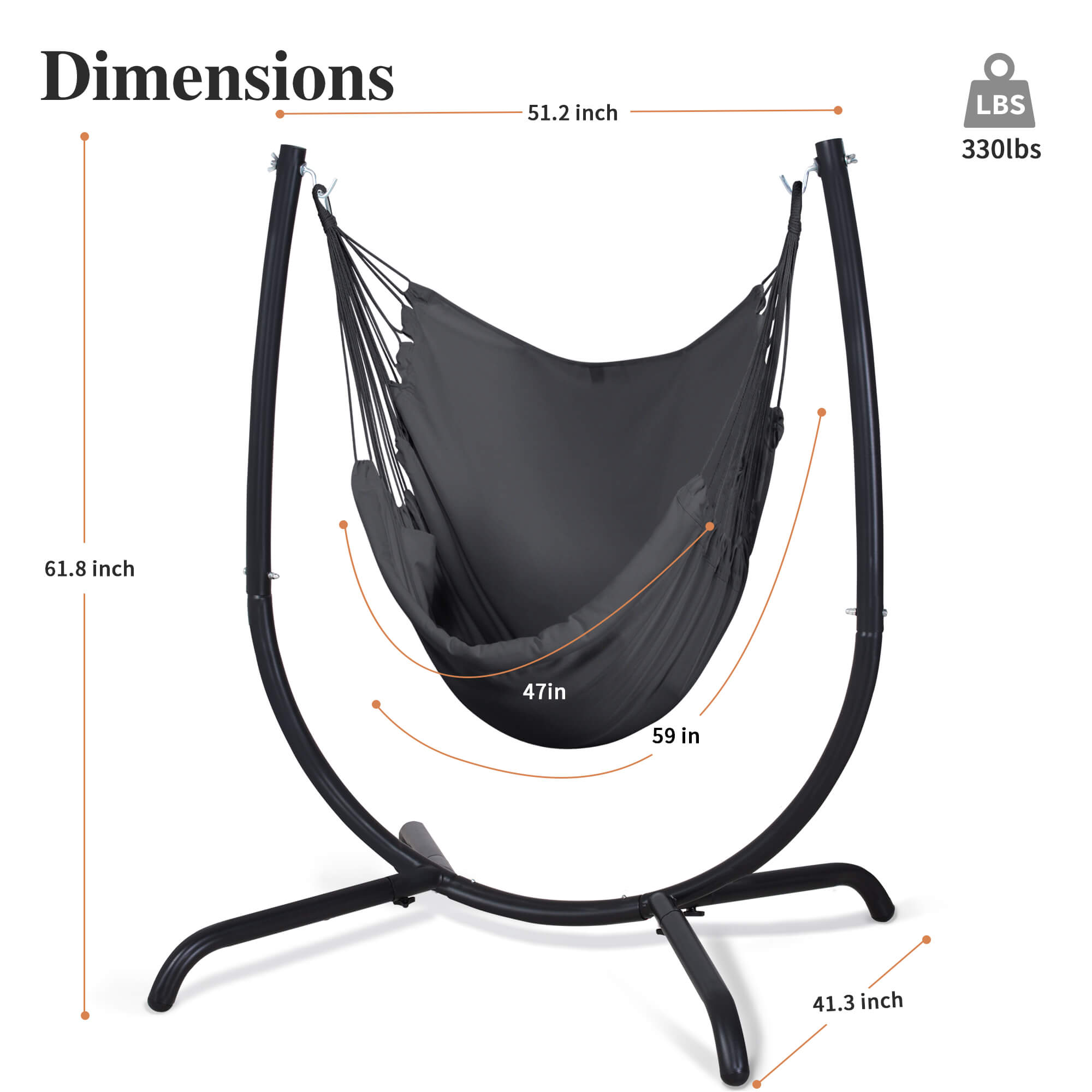 hammock chair with stand#color_gray