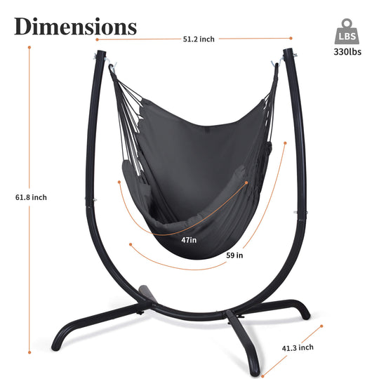 hammock chair with stand#color_gray