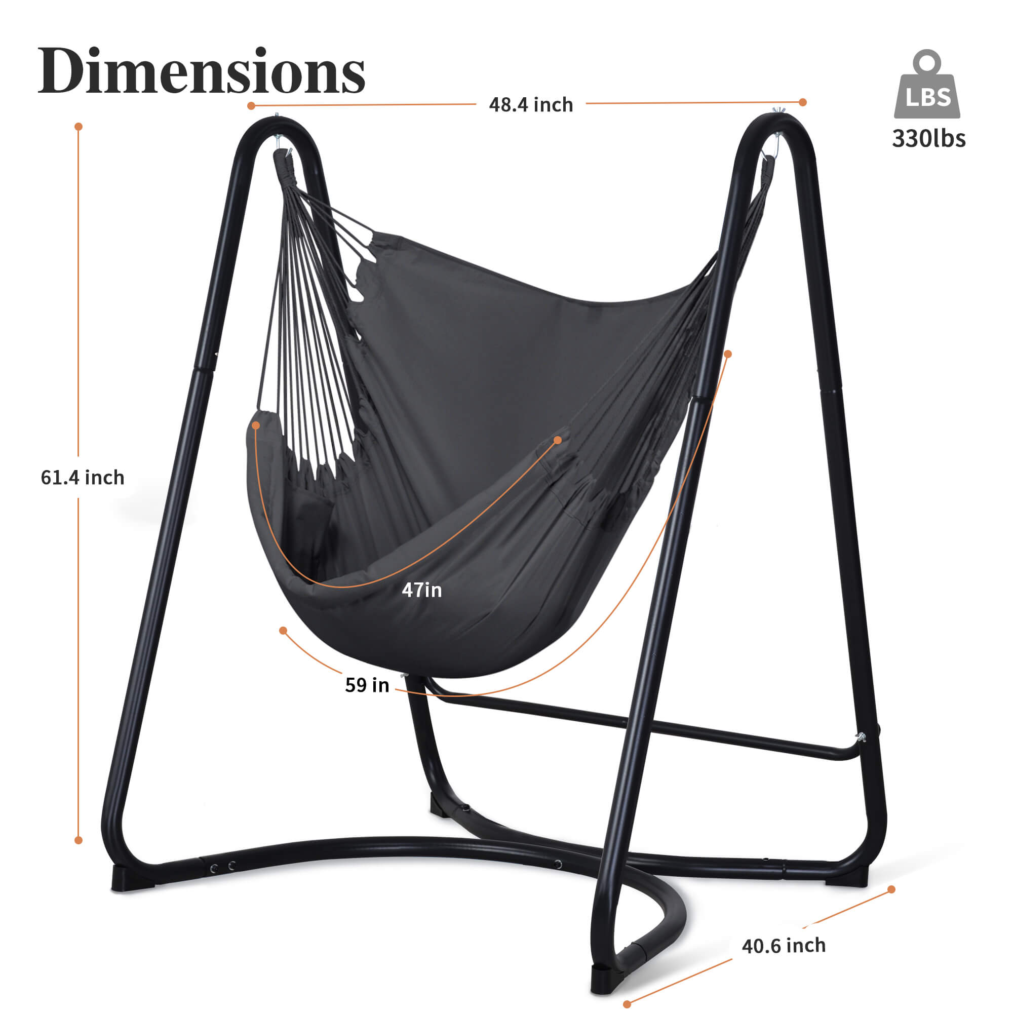 hammock chair with stand#color_gray