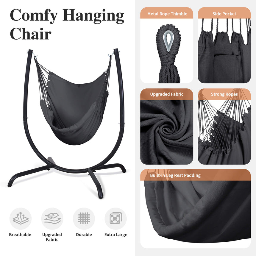 hammock chair with stand#color_gray