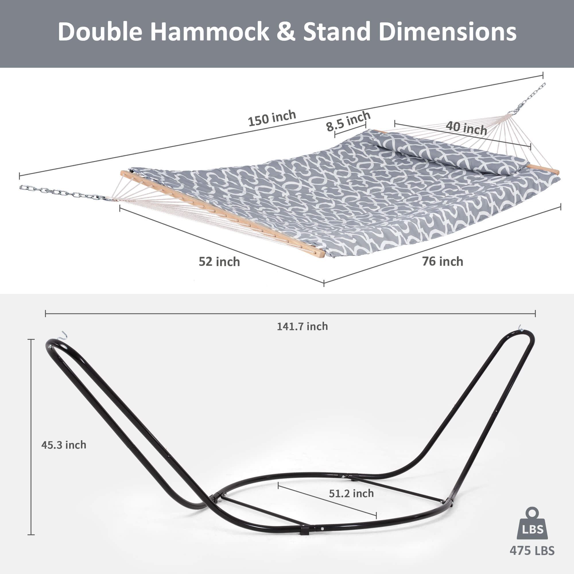 hammock with stand#color_gray-pattern