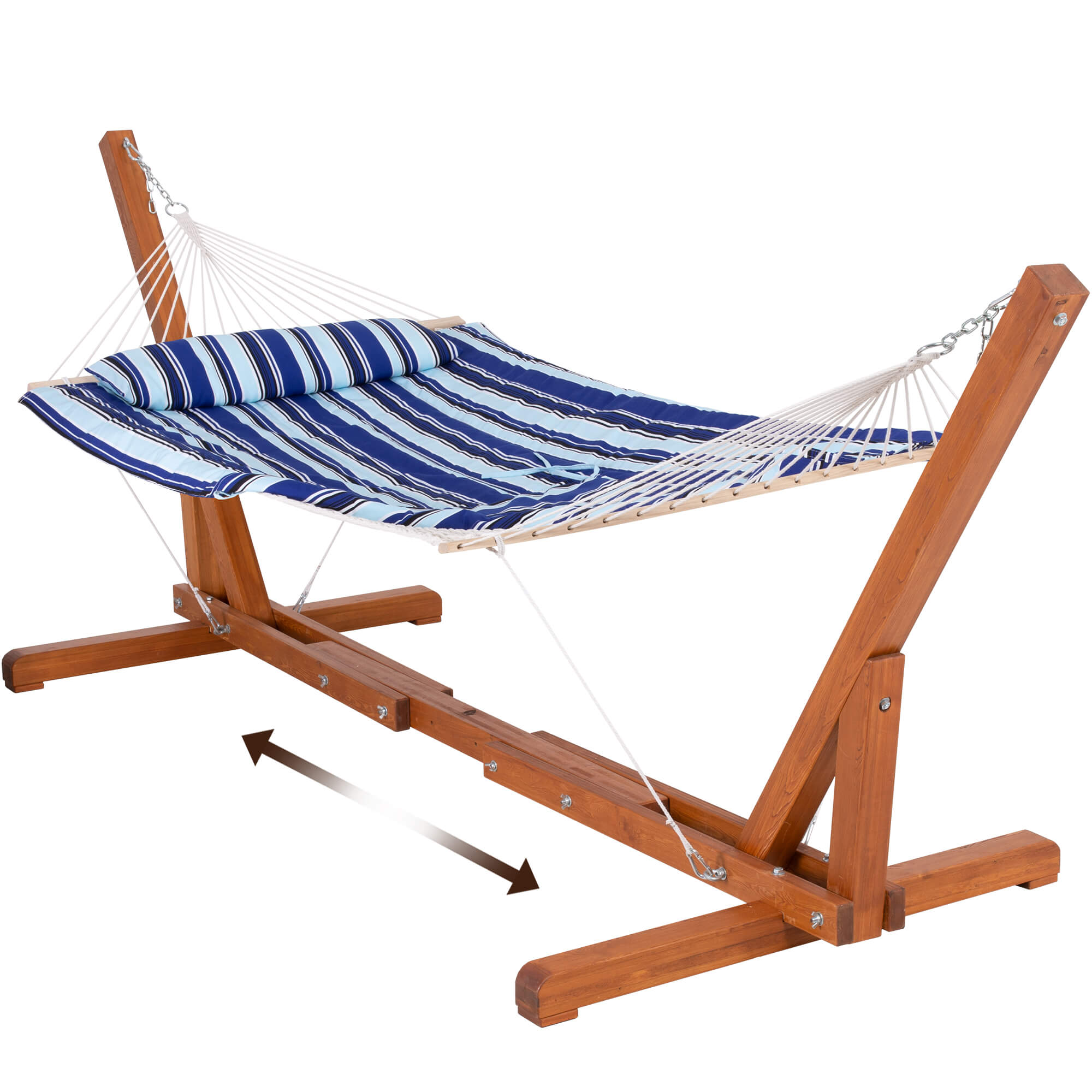 hammock with wood stand#color_blue-stripes