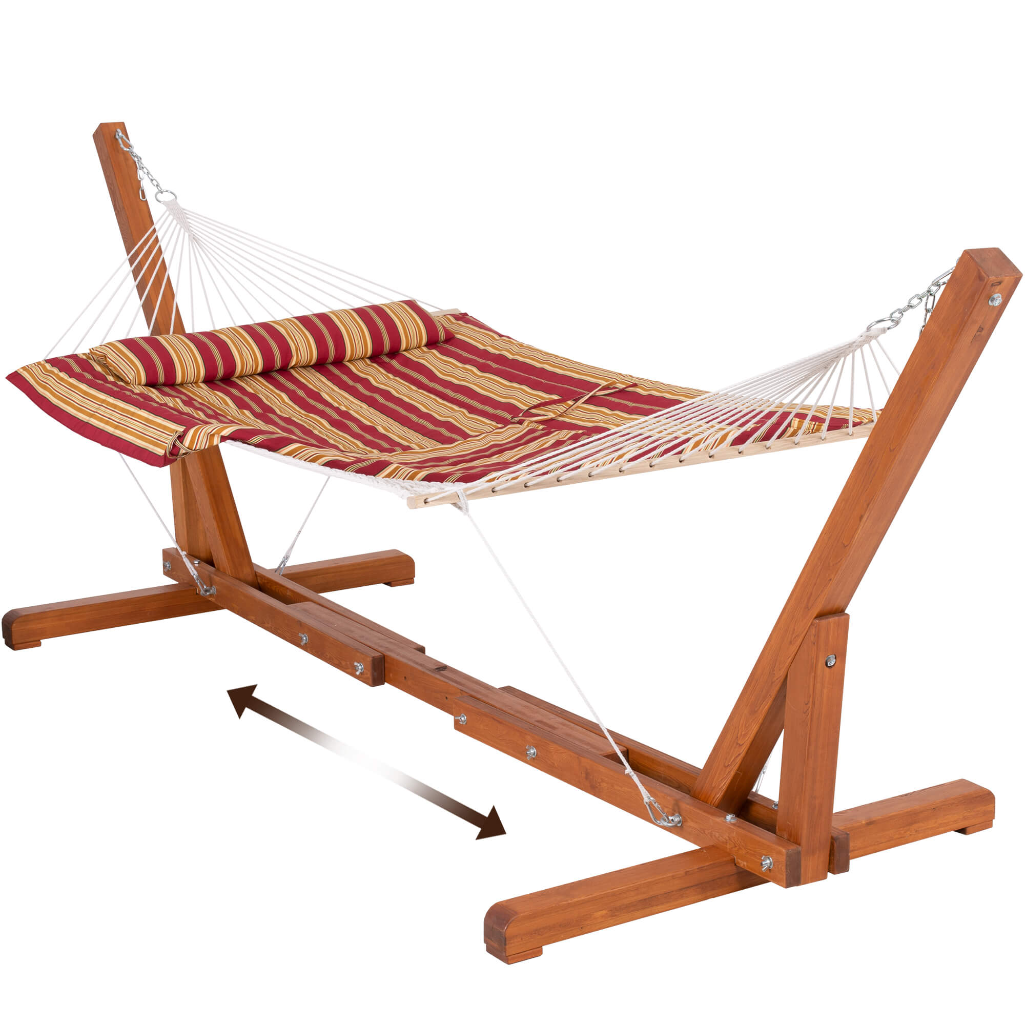 hammock with wood stand#color_red-stripes