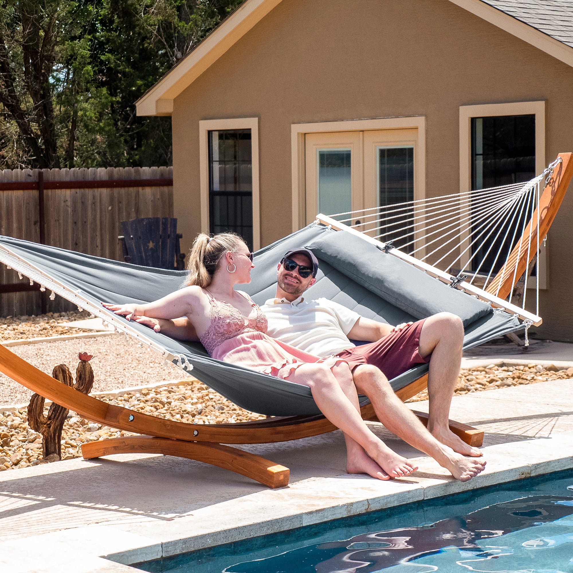 hammock with wood stand#color_dark-gray