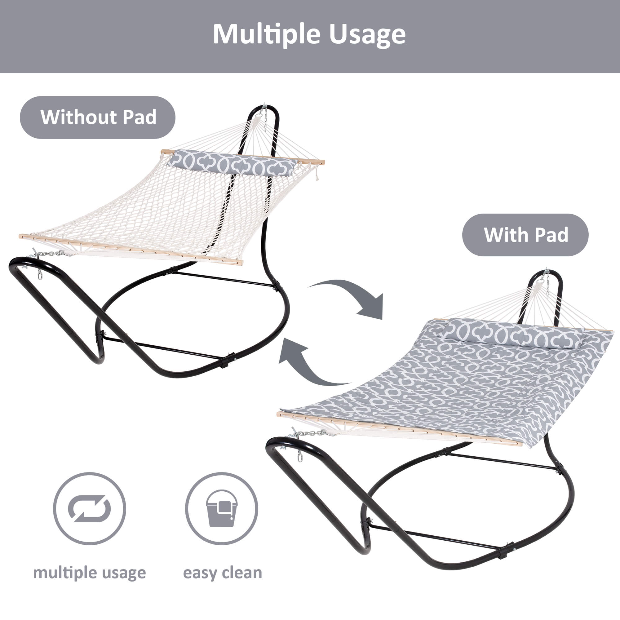 hammock with stand#color_gray-pattern
