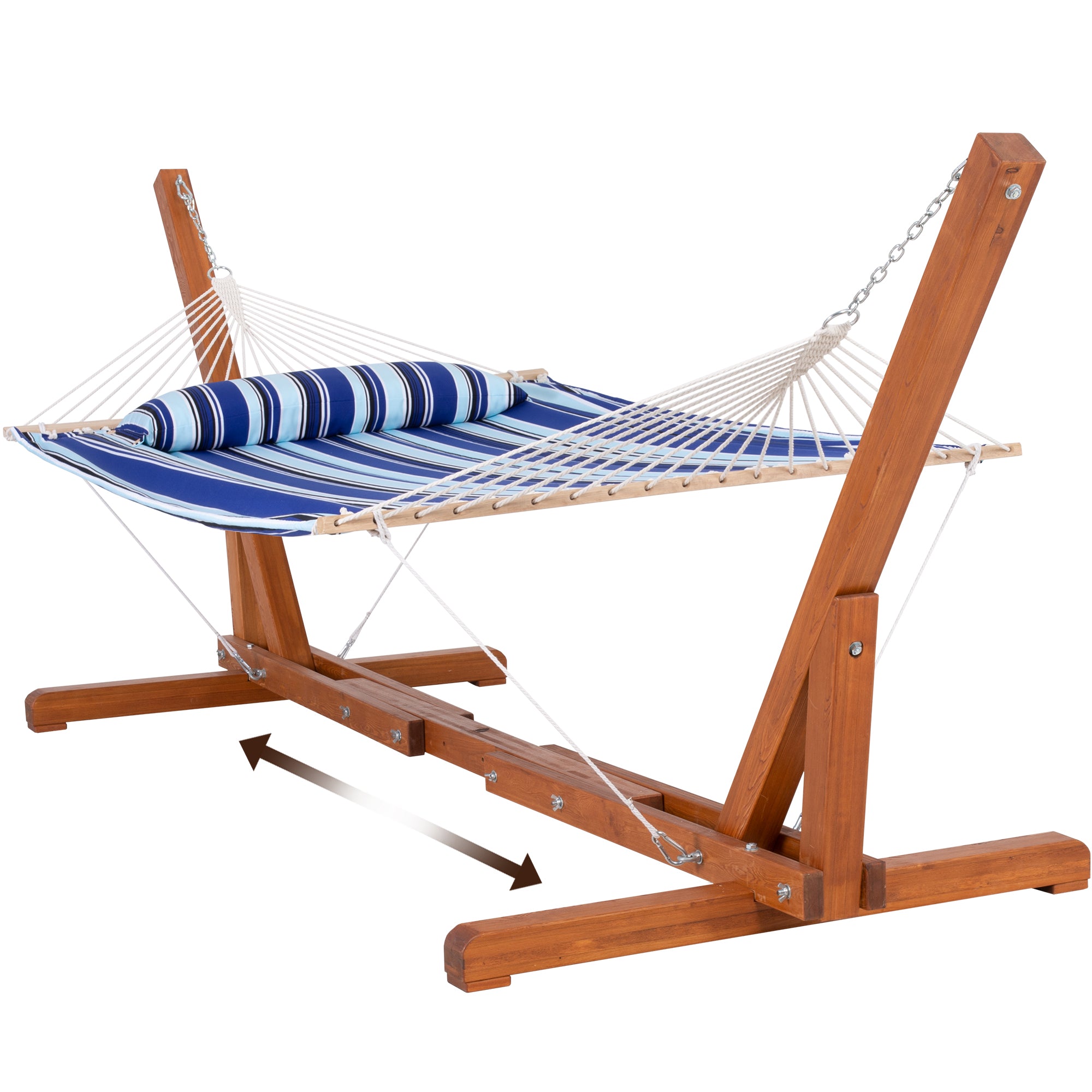hammock with wood stand#color_blue-stripes