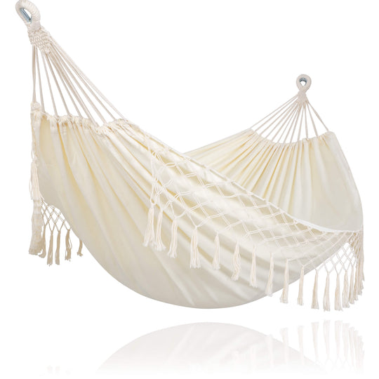 Camping Hammock for Outdoor#Color_beige-with-tassels