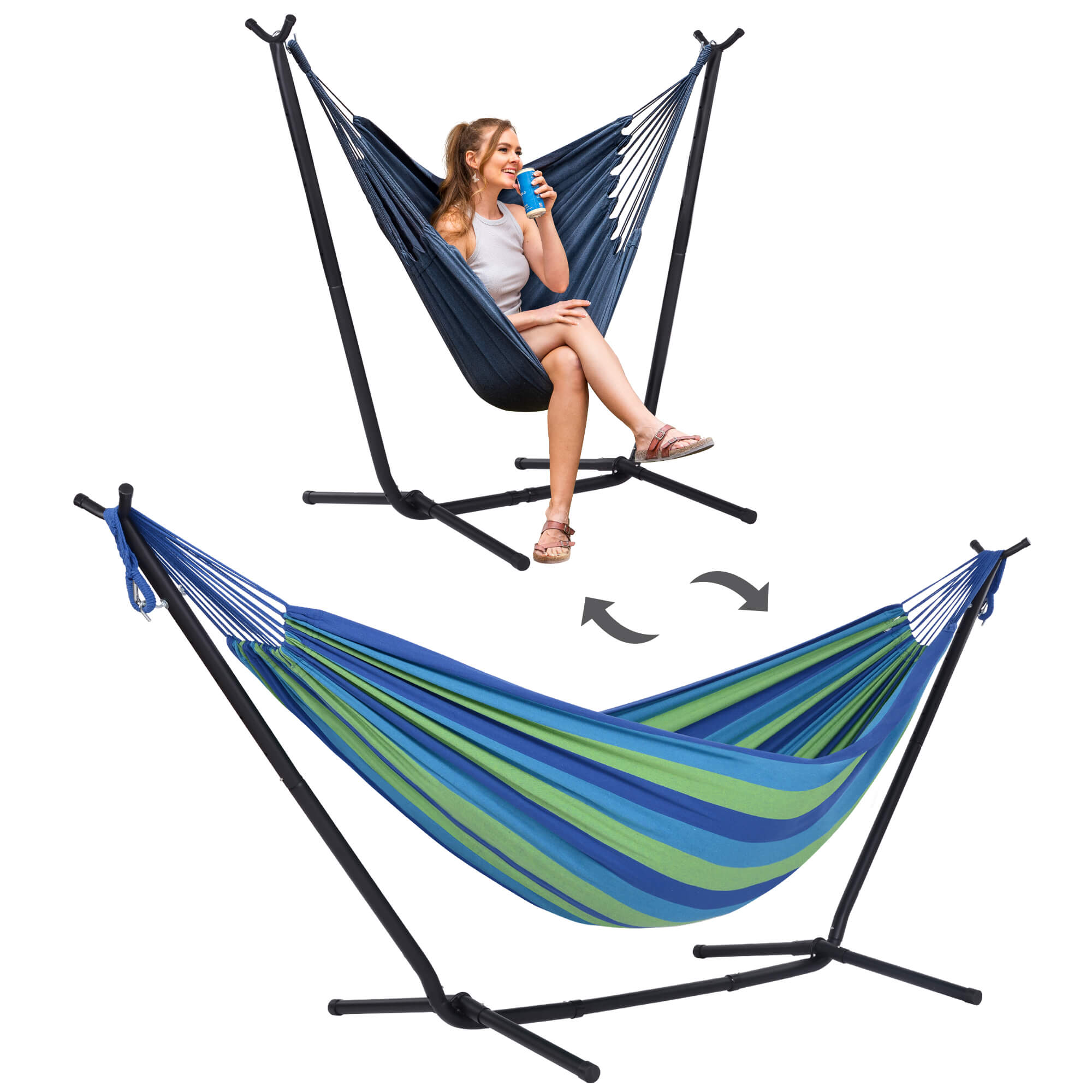 SUNCREAT-2-in-1 Heavy-Duty-2-Person-Hammock-with-Stand-Blue-Stripe#color_blue-stripe