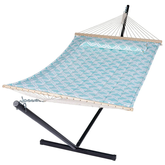 SUNCREAT-Double-Hammock-with-Stand-Green-Pattern#color_green-pattern