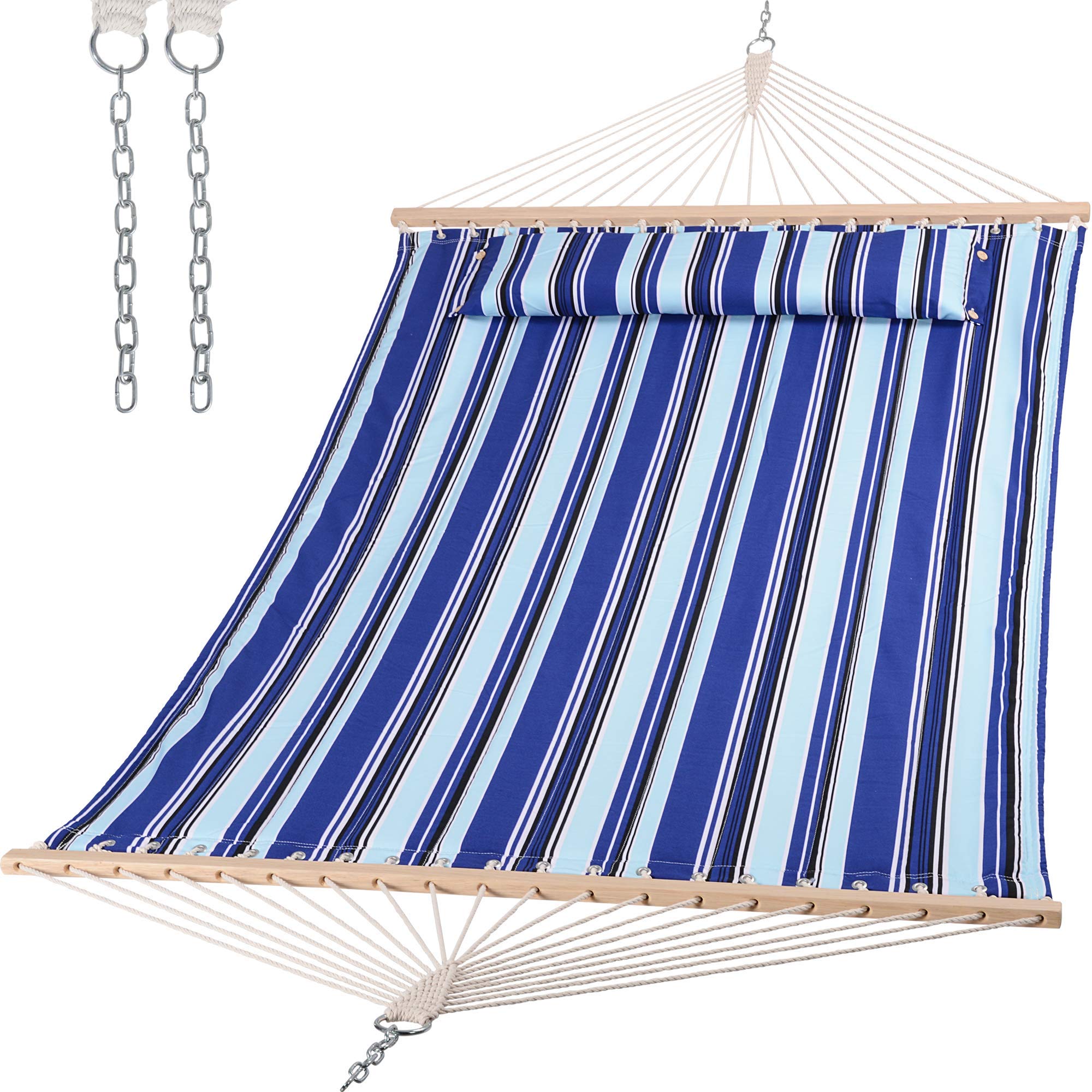 SUNCREAT Quilted Fabric Hammock, Blue Stripes#color_blue-stripes