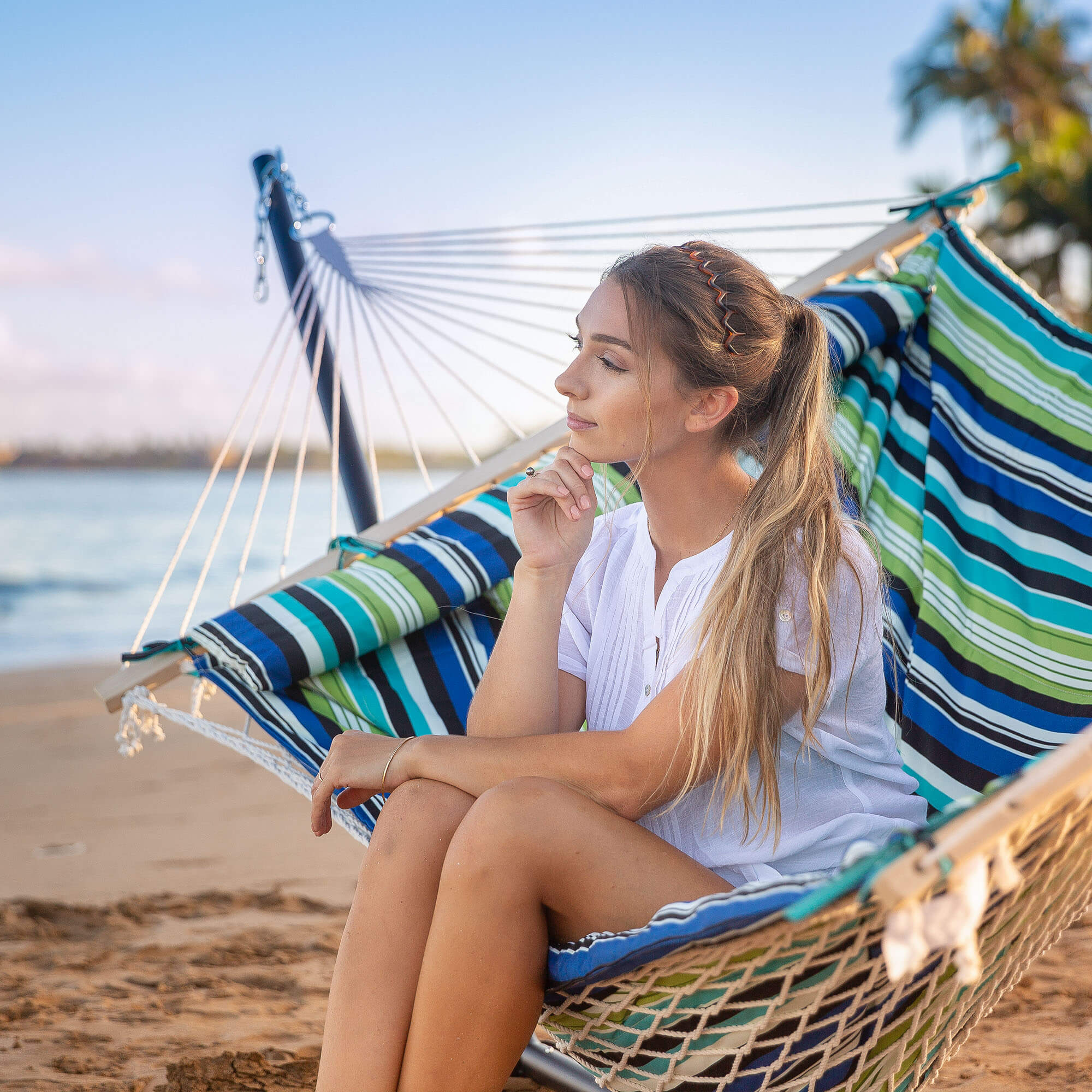 SUNCREAT-Cotton-Rope-Hammock-Blue-Green#color_blue-green