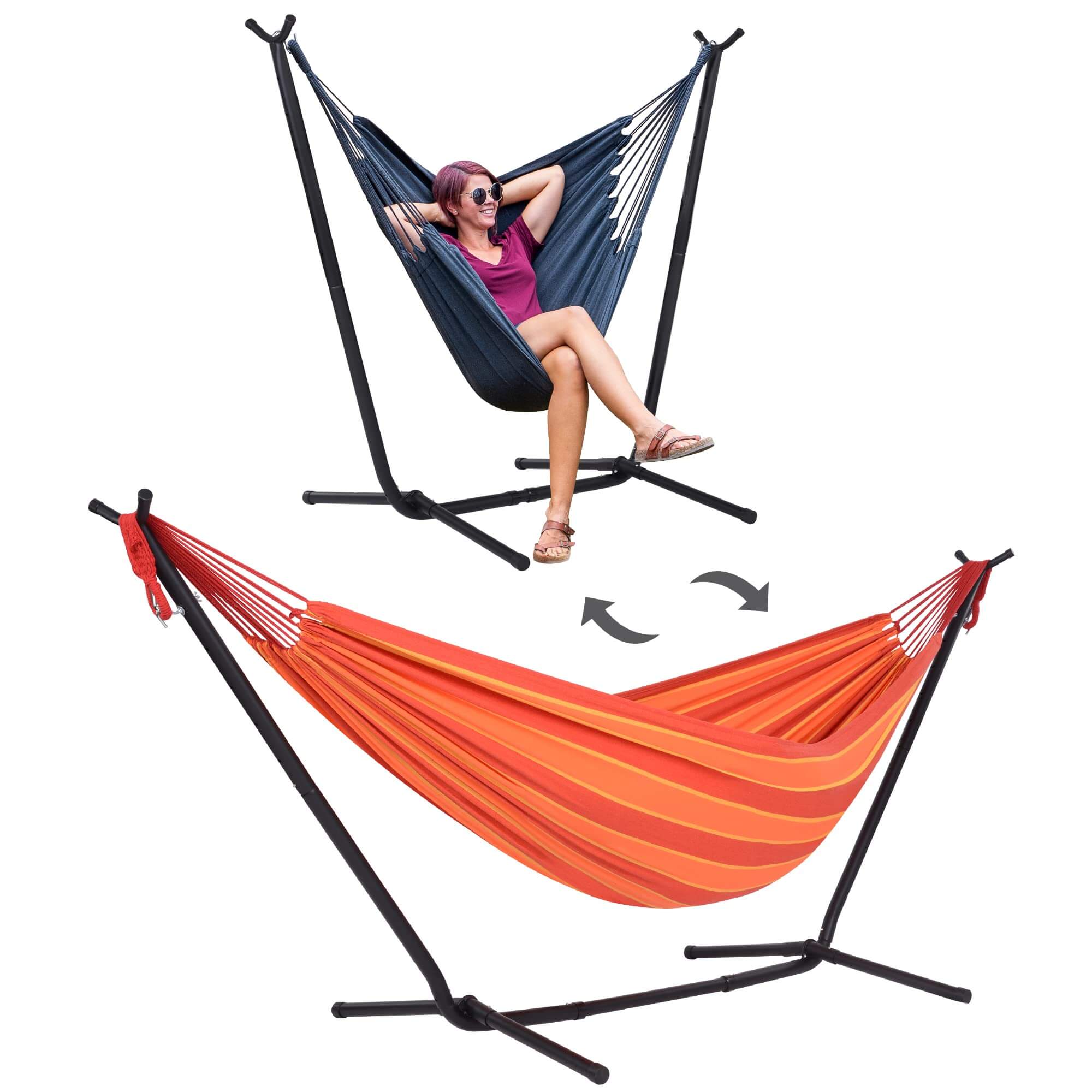 SUNCREAT-2-in-1 Heavy-Duty-2-Person-Hammock-with-Stand-Orange-Stripe#color_orange-stripe