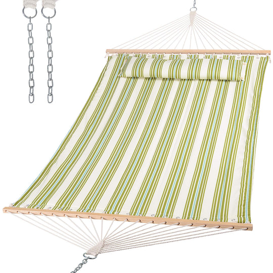 SUNCREAT Quilted Fabric Hammock, Green&Beige#color_green-beige