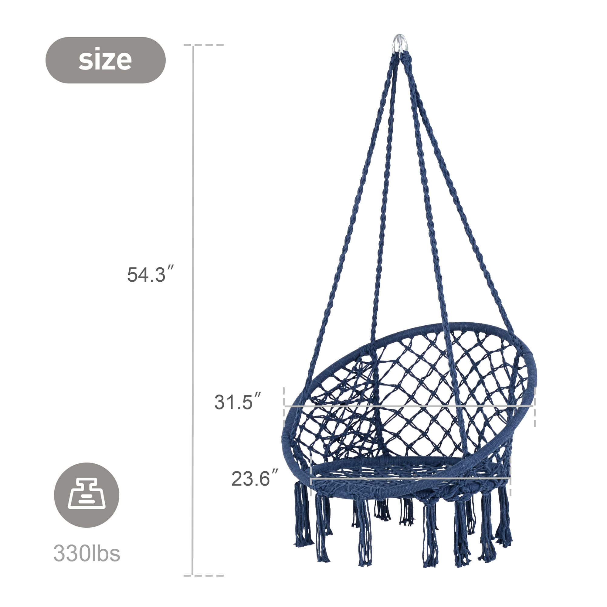 Macrame Cotton Rope Hammock Chair Swing#color_blue