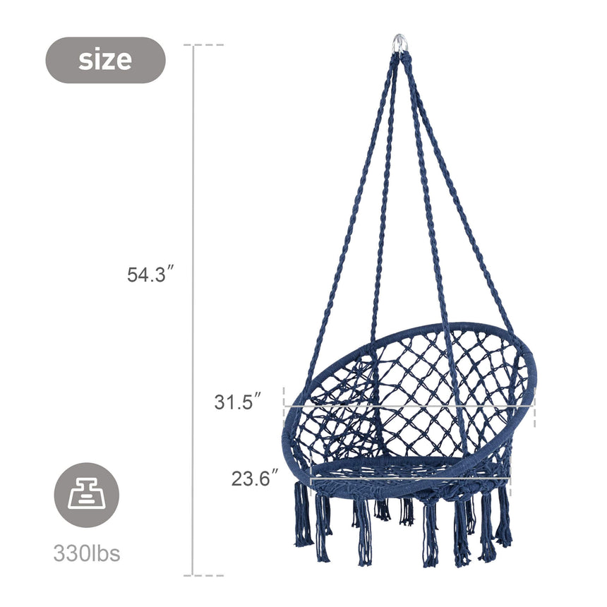 Macrame Cotton Rope Hammock Chair Swing#color_blue