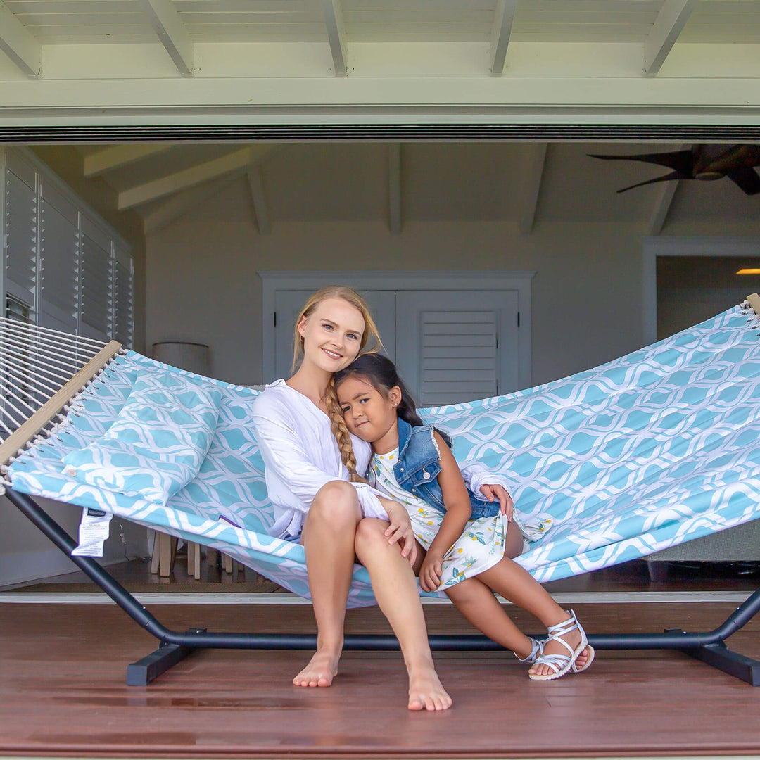 SUNCREAT-Double-Hammock-with-Stand-Green-Pattern#color_green-pattern