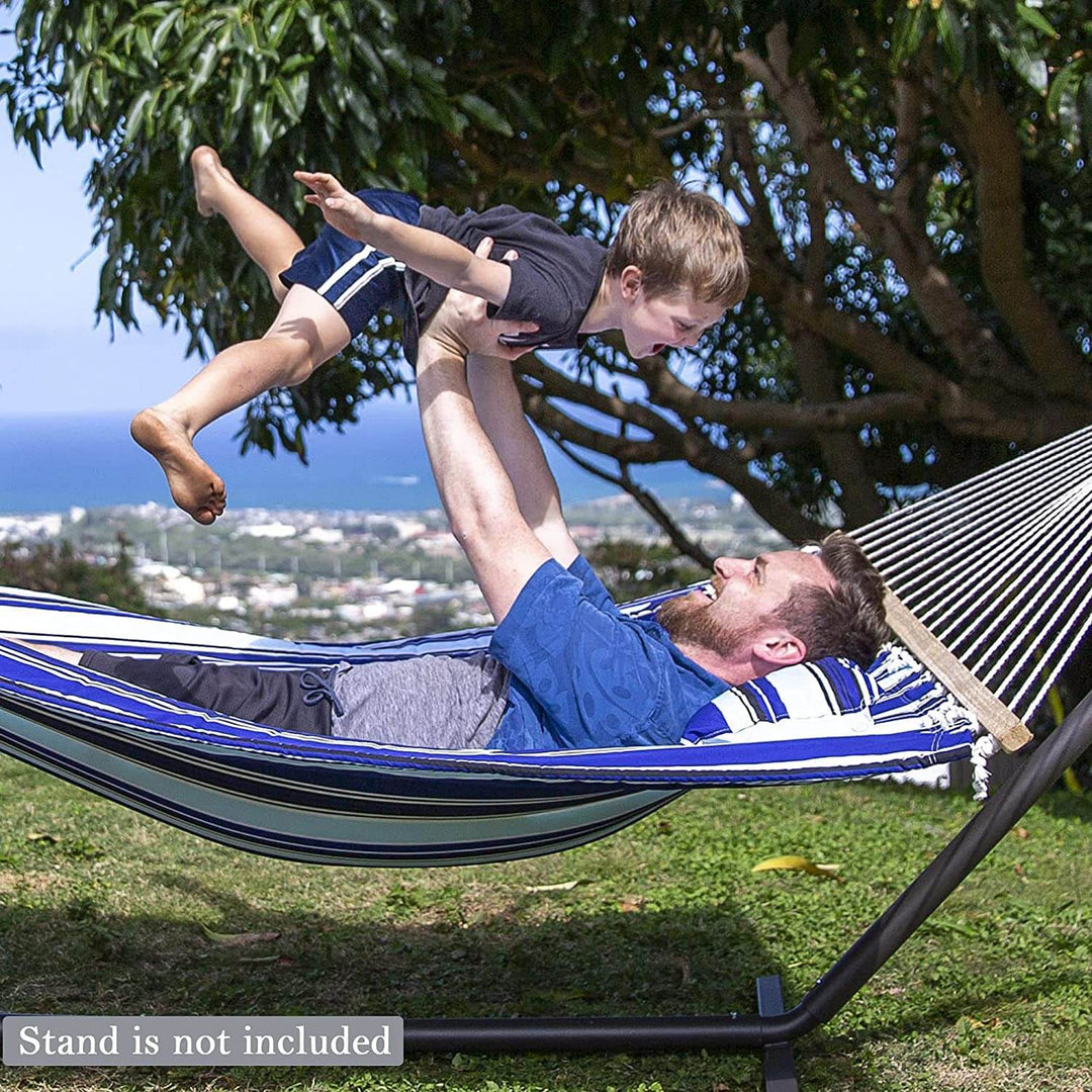 SUNCREAT Quilted Fabric Hammock, Blue Stripes#color_blue-stripes