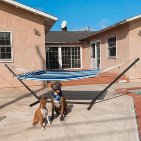 SUNCREAT-Double-Hammock-with-Stand-Blue-Stripes#color_blue-stripes