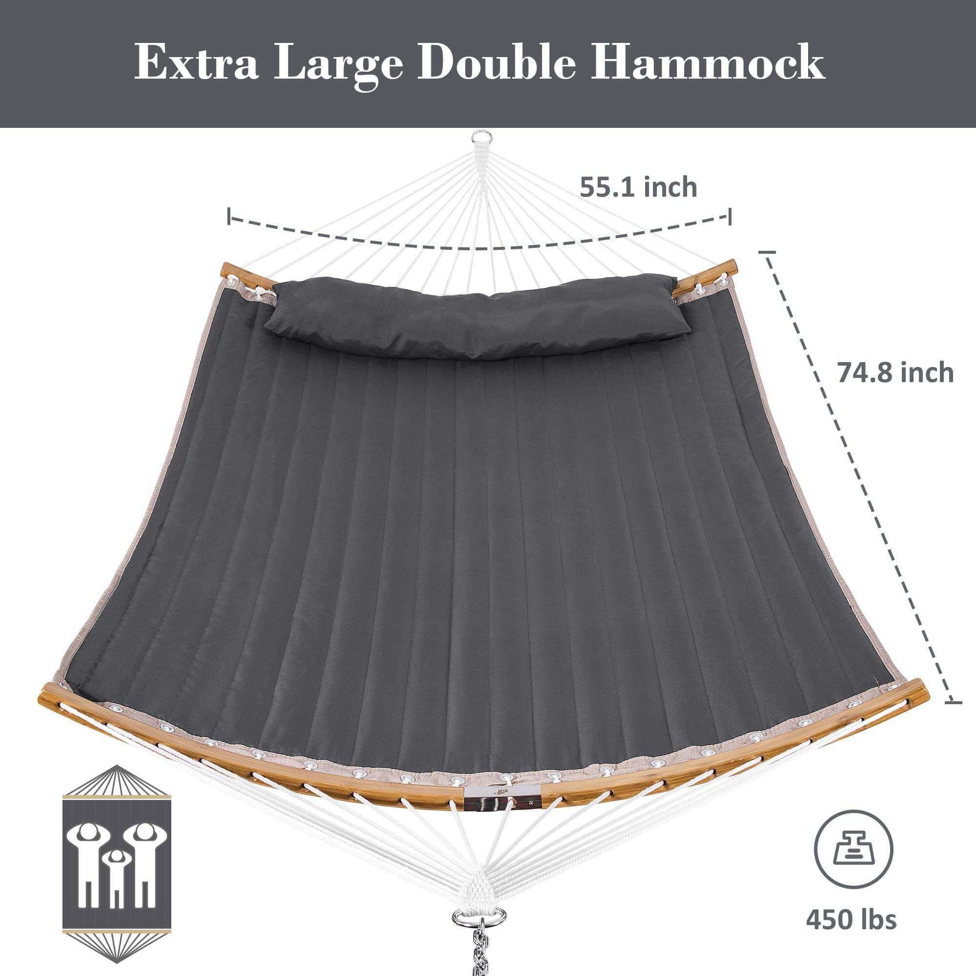 SUNCREAT-Double-Hammock-with-Curved-Bar-Dark-Gray#color_dark-gray