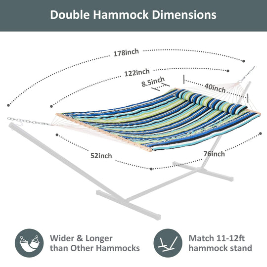 SUNCREAT Quilted Fabric Hammock, Green Stripes#color_green-stripes