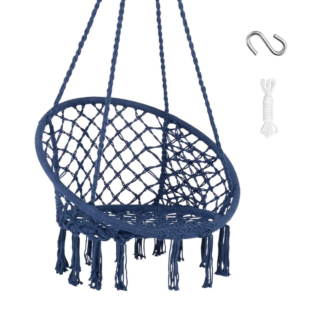 Macrame Cotton Rope Hammock Chair Swing#color_blue